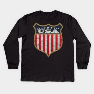 'USA Vintage white ' Cool USA Flag Vintage Kids Long Sleeve T-Shirt